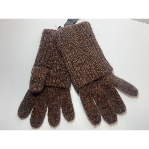 Allsaints Cardigan Cuff Gloves In 2 Tone Brown New - Picture 2 of 7
